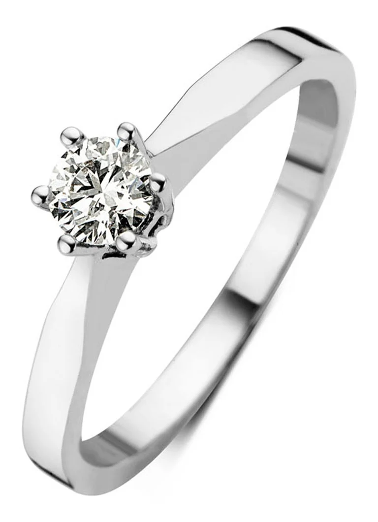 Diamond Point Beli zlati prstan z diamantom, vzgojenim v laboratoriju, 0,27 karata. 0,27 karata diamant, vzgojen v laboratoriju.