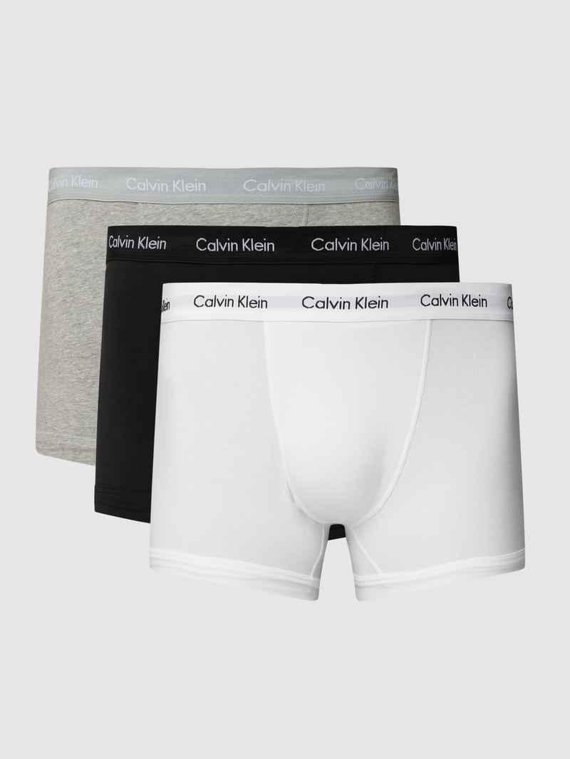 PLUS SIZE Trunks mit Logo-Bund im 3er-Pack in mittelgrau meliert