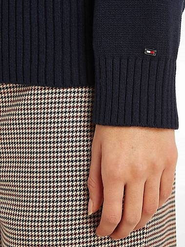 TOMMY HILFIGER Damen Strickpullover WOOL BLEND MOCK-NK SWEATER