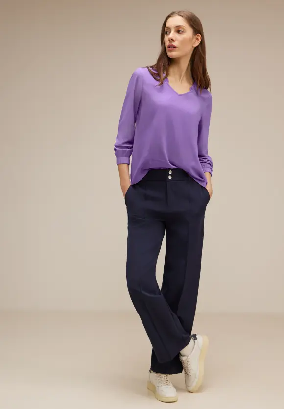 Street One Unifarbene Bluse mit Rüschen