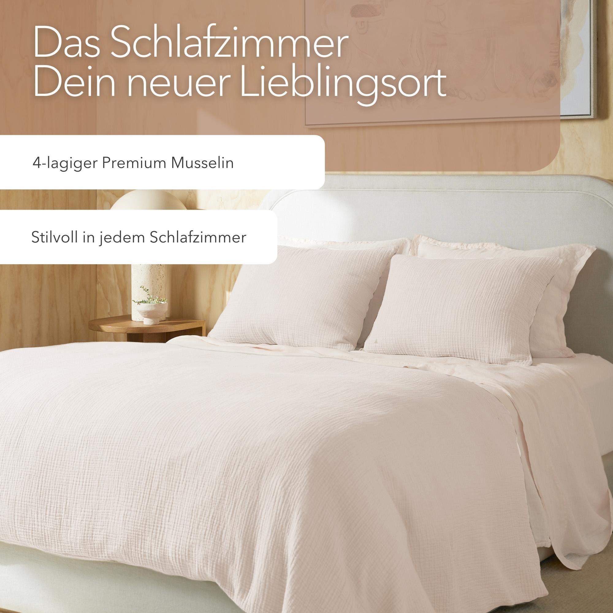 Bettwäsche Bettbezug Set aus 100% Musselin Baumwolle, blanketino, atmungsaktiver Kissenbezug & Deckenbezug, Musselin, Made in Germany
