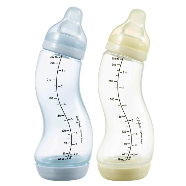 Difrax Natural 0 M S-pudele zila, pelēka, 2 x 250 ml