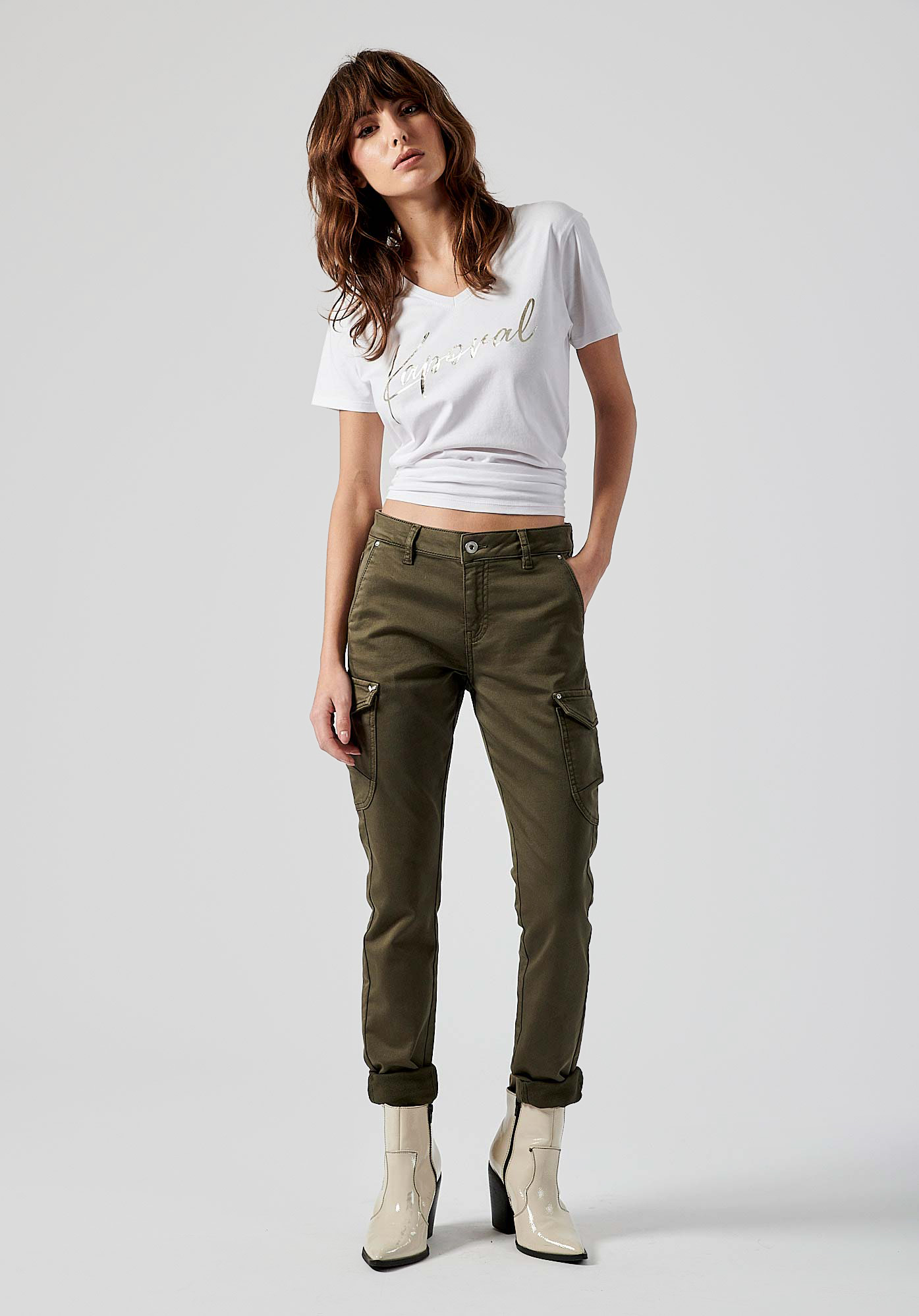 DERA   Jean slim kaki femme