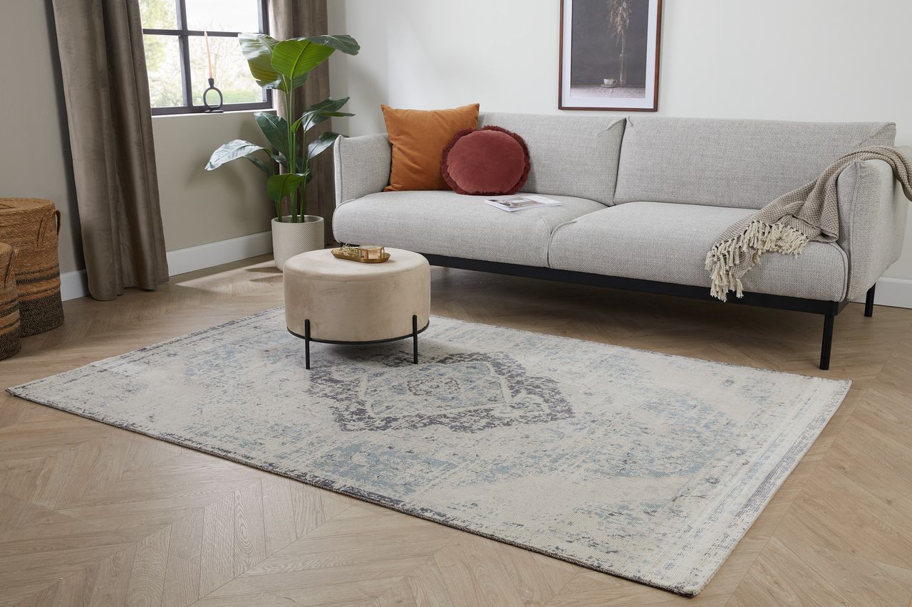 Lifa Living Vintage Teppich - Aqua Vintage - Beige/Silber