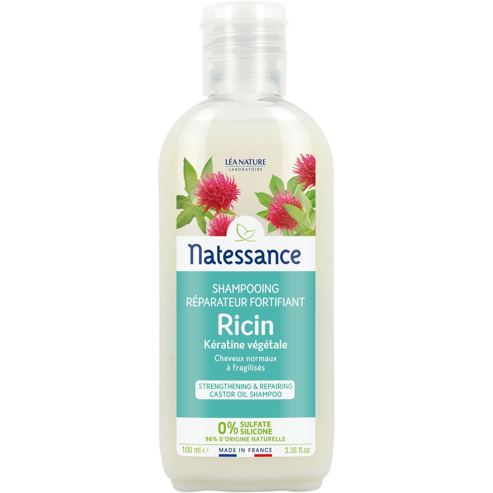 natessance Shampooing réparateur fortifiant - Ricin & Kératine végétale - 100 ml Shampooing