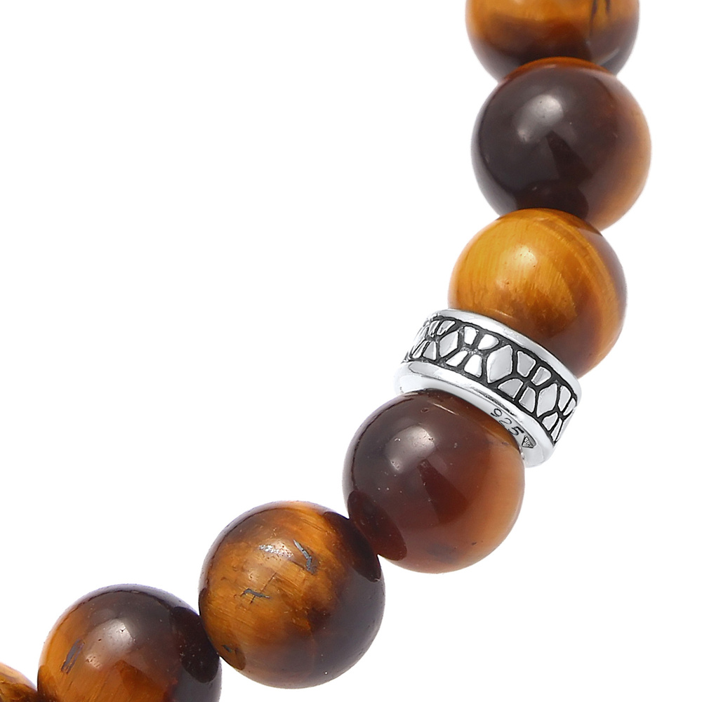 KUZZOI KUZZOI Bracelet Hommes perles vintage avec œil de tigre en argent sterling 925 Bracelet