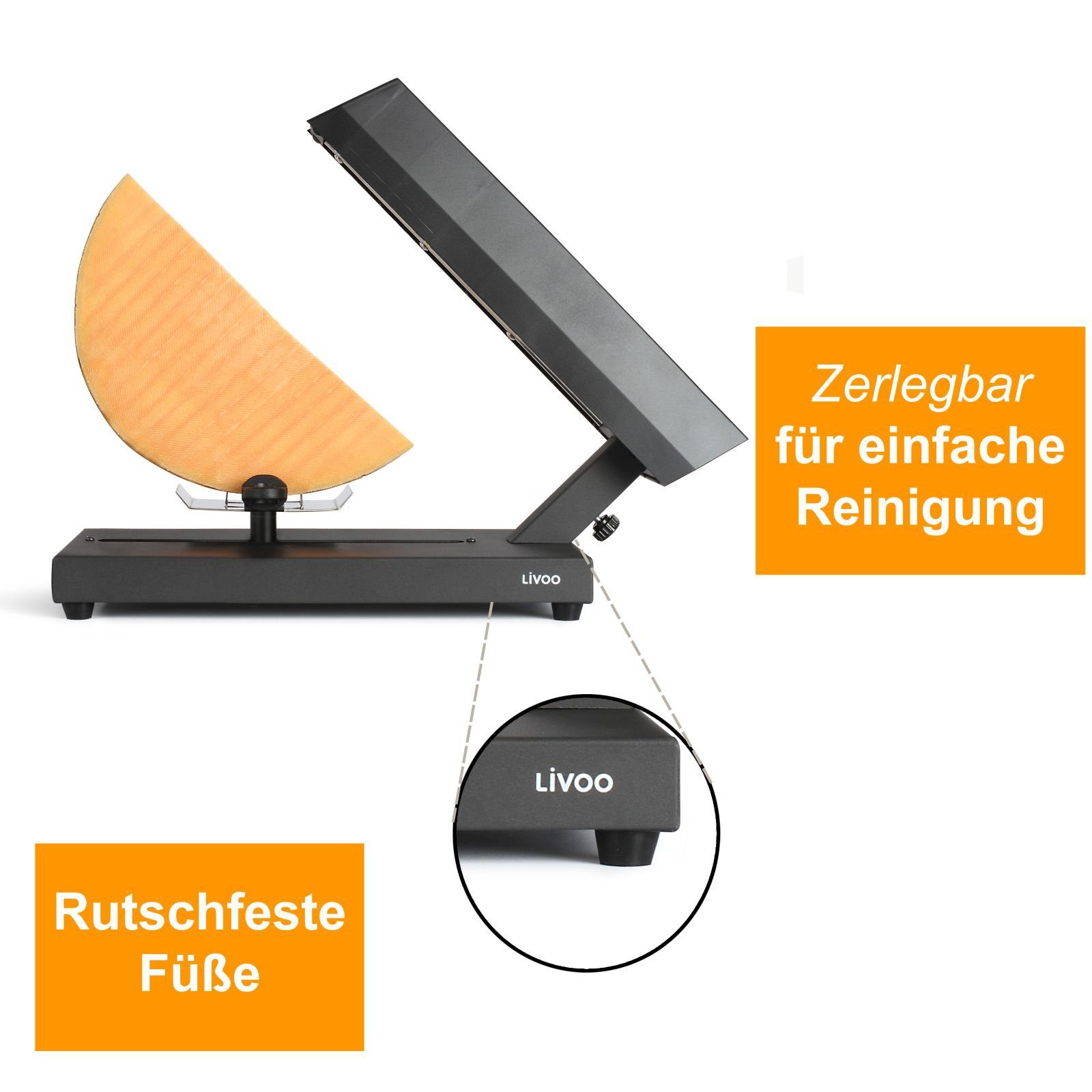 LIVOO Raclette LIVOO Schweizer-Raclette-Gerät Schmelzgerät Raclette-Käse 400 W DOC231, 400,00 W, Ein-/ Ausschalter, schwenkbarer Sockel, Anti-Rutsch-Füße