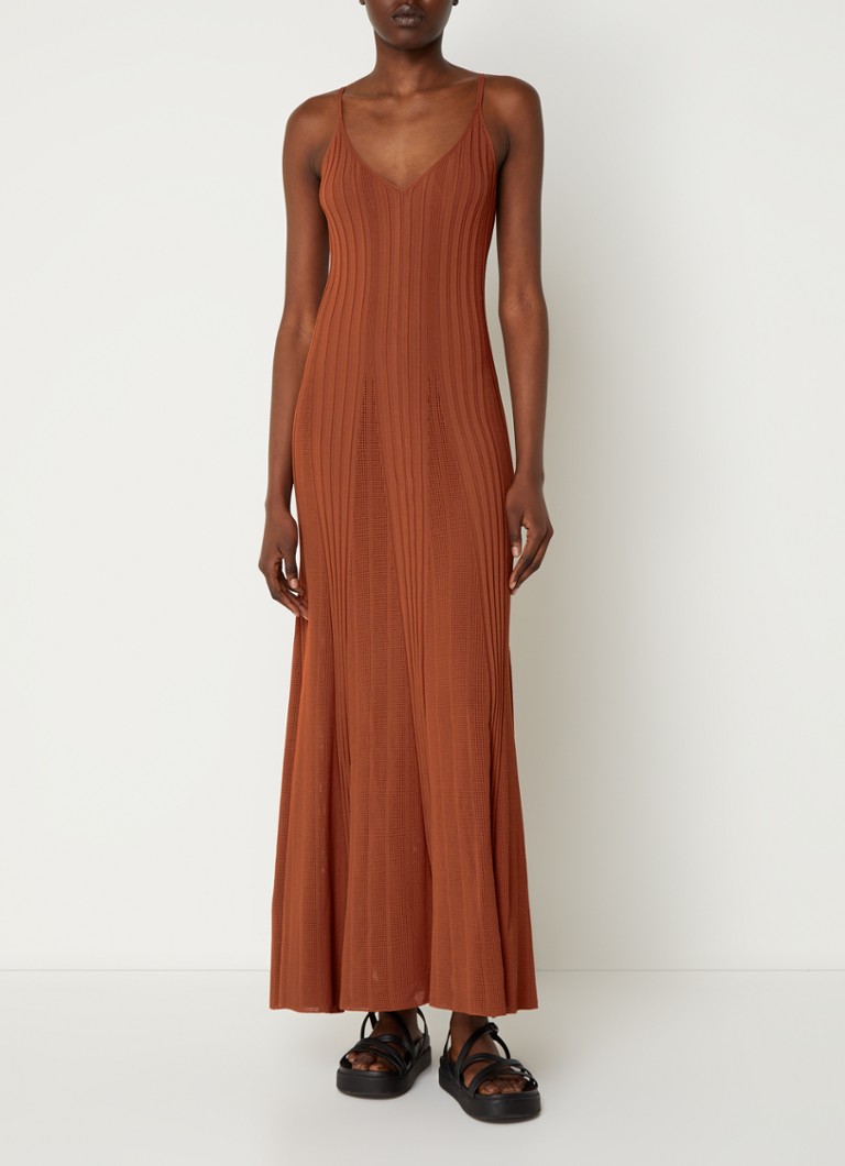 Vestido largo Pamila de punto fino con tirantes finos de ba&sh