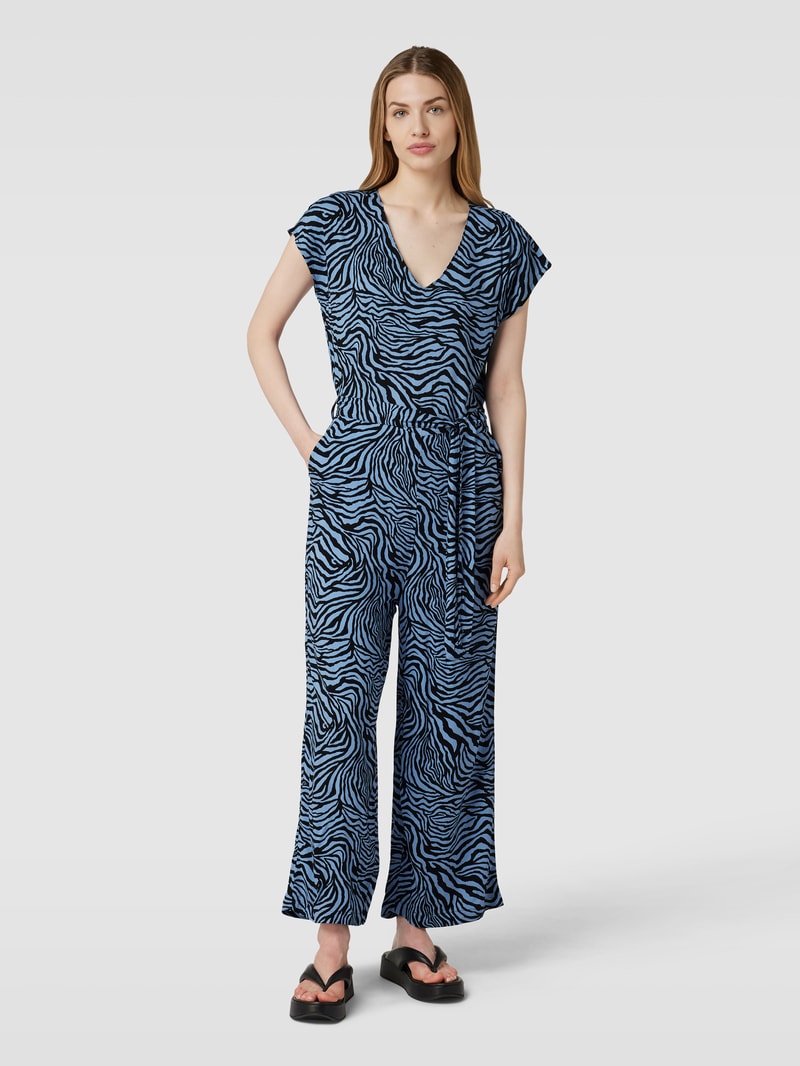 Jumpsuit aus reiner Viskose mit Animal-Print Modell 'Joella' in bleu