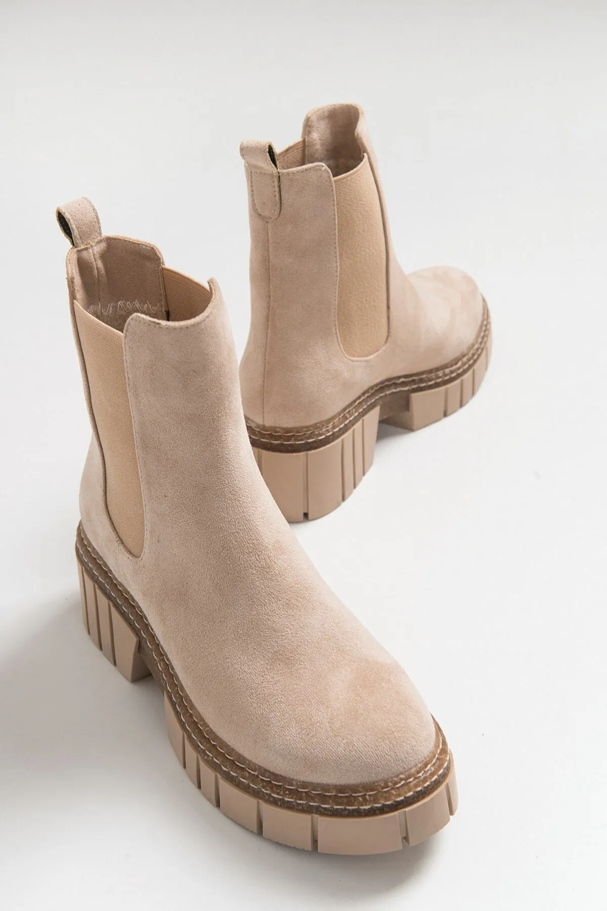 LuviShoes  Luz Beige Wildleder Damenstiefel