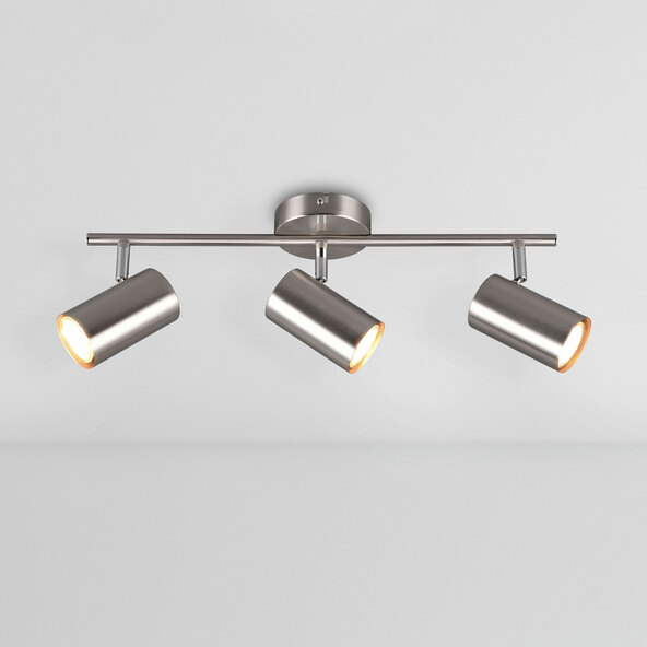 Deckenstrahler Robert, 3er-Spot, nickel matt/chrom
