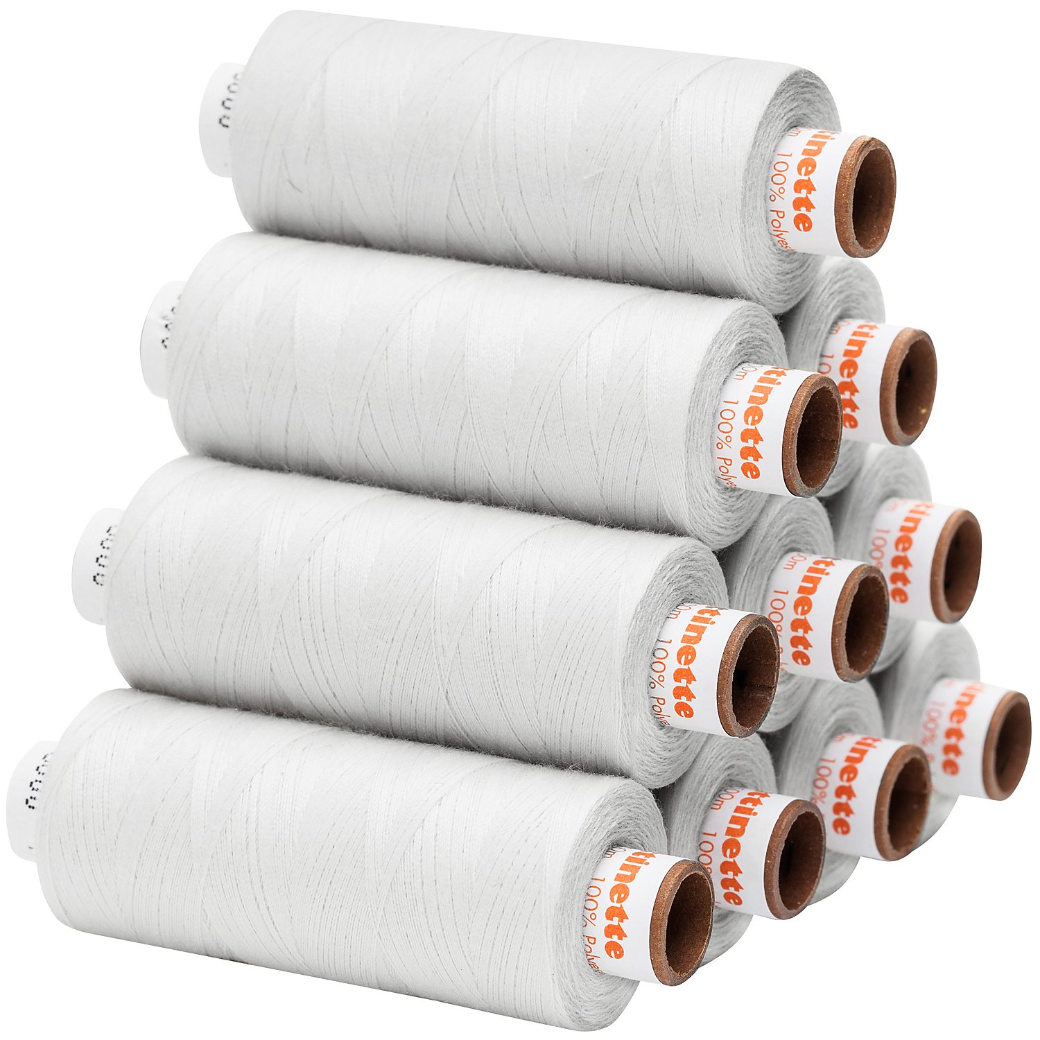 buttinette Universal-Nähgarn, Stärke: 100, 10er-Pack, weiß