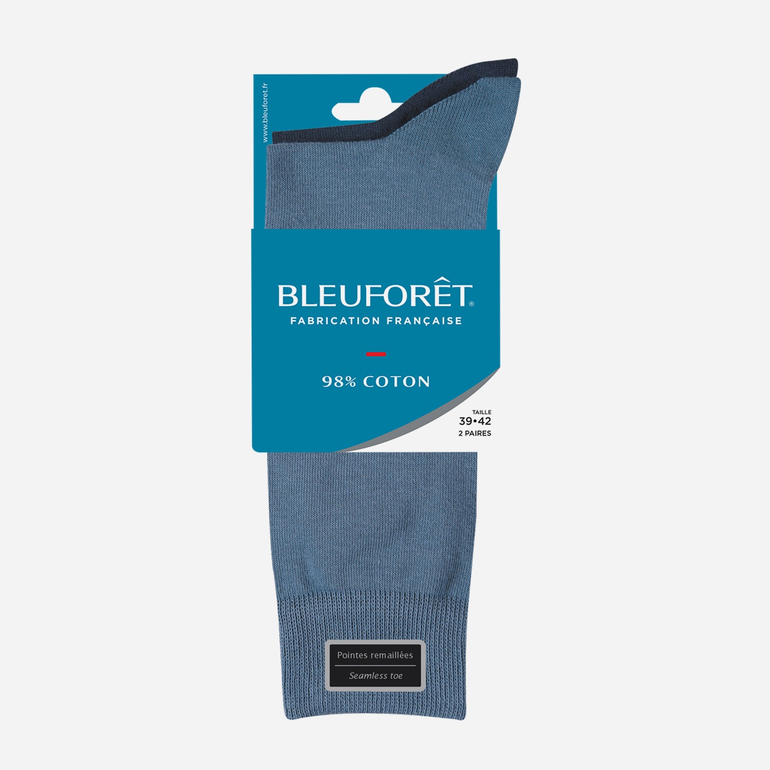 2 paires de chaussette BLEUFORET bleues Pointure 43-46