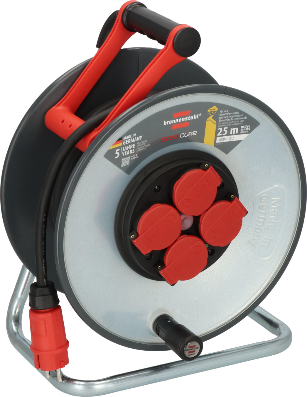 „Brennenstuhl 9192250110 Professional SteelCore“ kabelio laikiklis SC 2100 IP44, 25 m H07RN-F 3G2,5