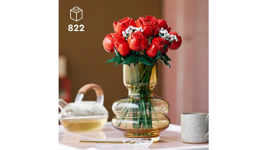 LEGO Icons Botanical 10328 Rosenstrauß, künstliche Blumen als Zimmer-Deko