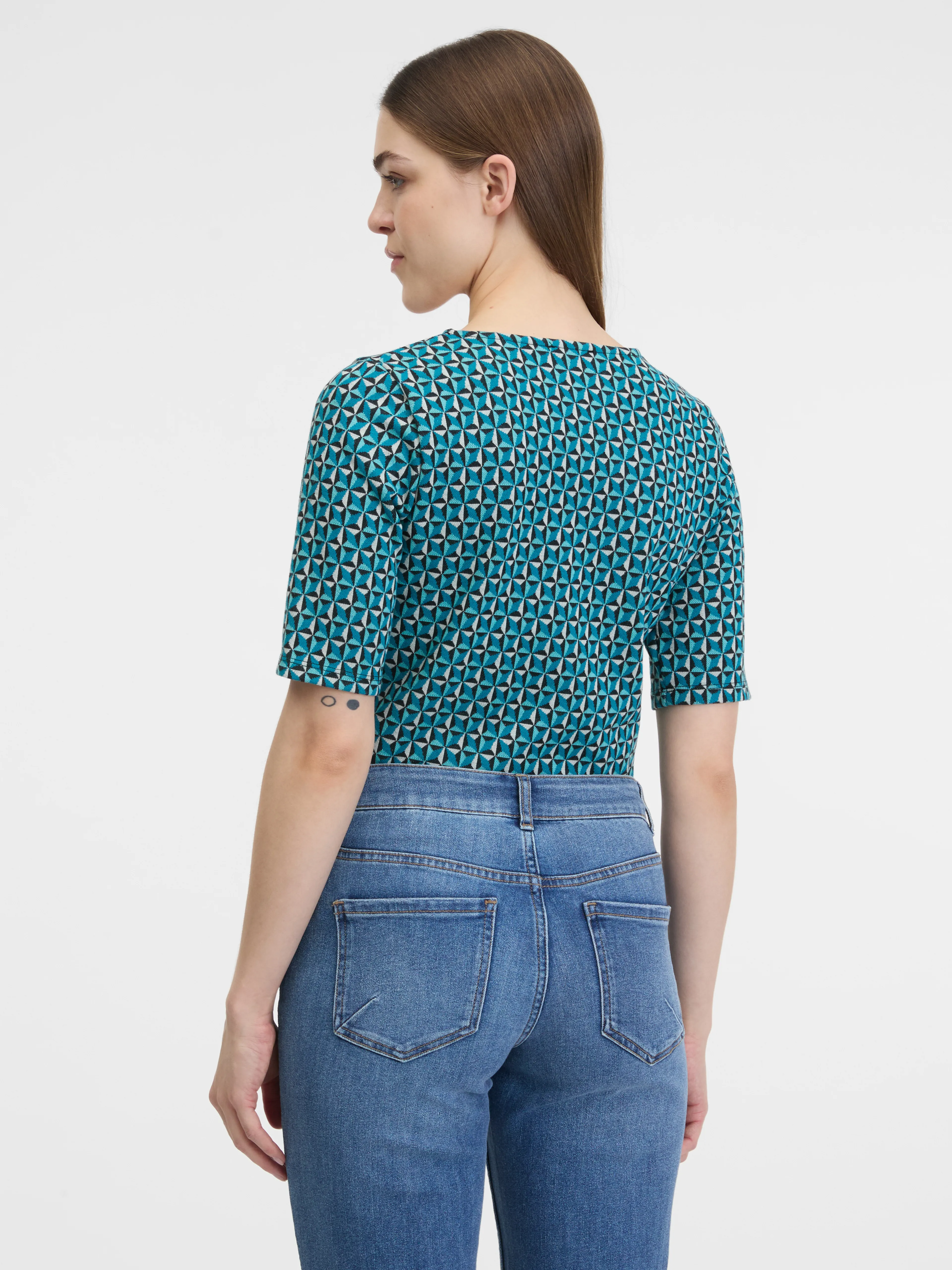 Petrol gemustertes Damen T-Shirt ORSAY