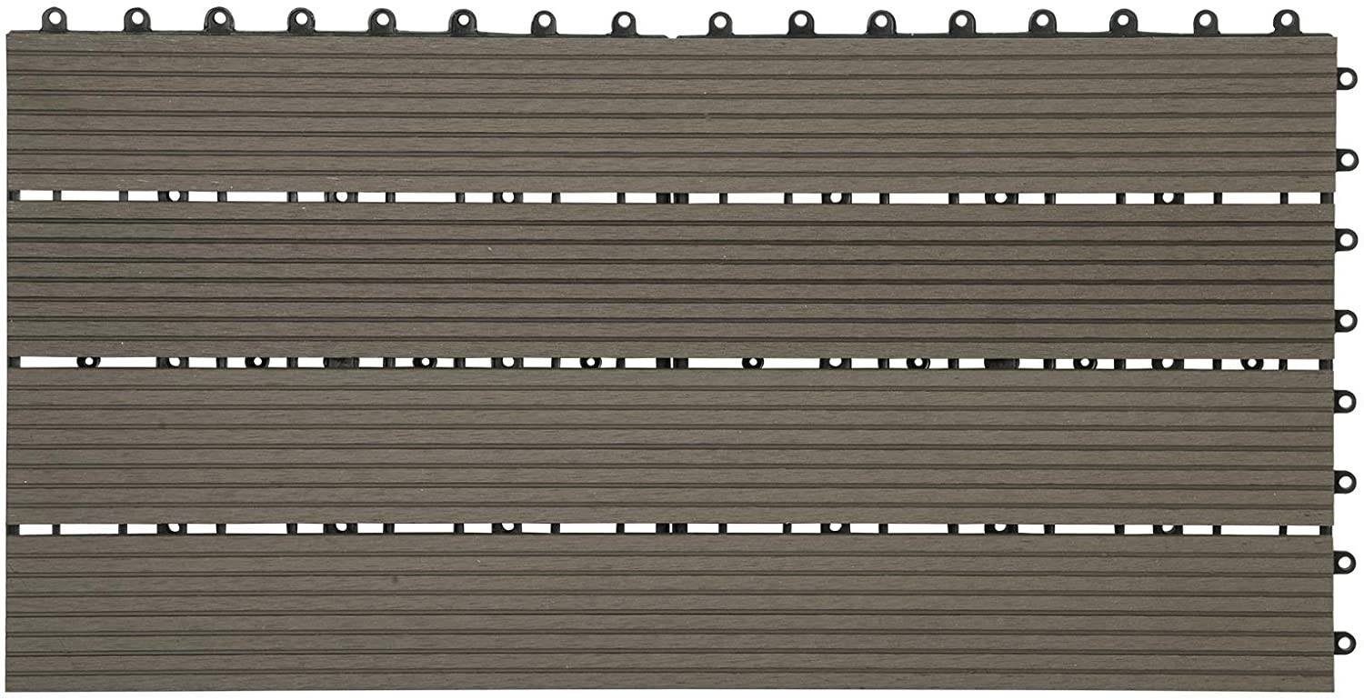 Woltu WPC-Fliesen, 12 St., Terrassendielen Holz-Optik 30x60cm mit klicksystem