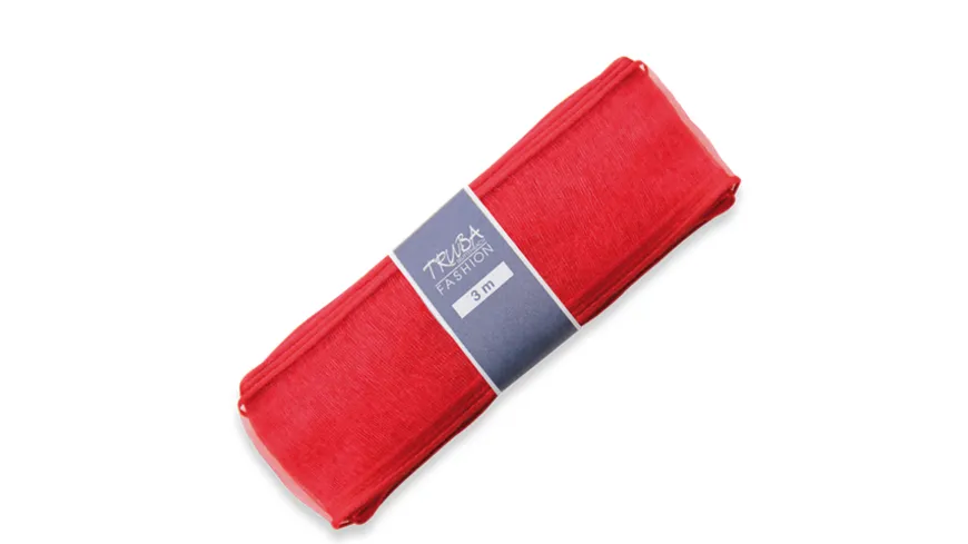 TRUBA Chiffonband mit Draht uni rot 3 m