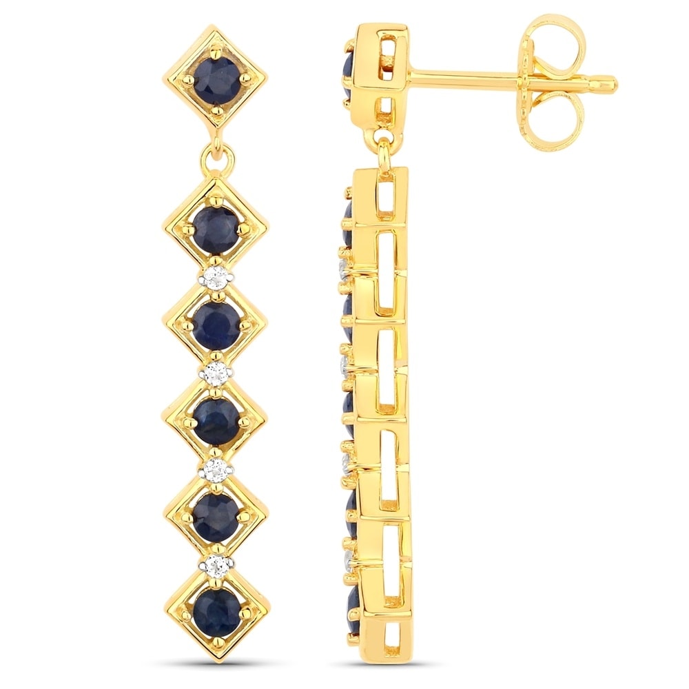 Rafaela Donata Boucles doreilles Argent sterling Saphir en Or jaune Bijoux
