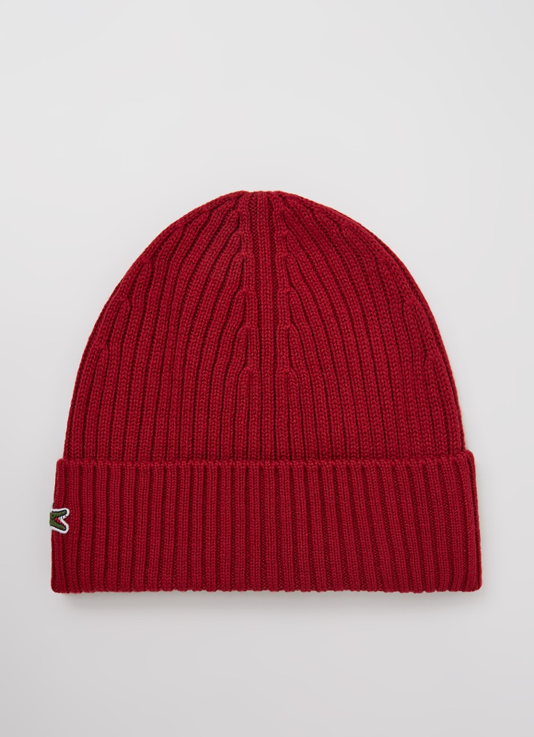 Lacoste wool beanie with logo embroidery