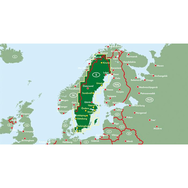 Schweden, Autoatlas 1:250.000 - 1:400.000 - Straßenkarte