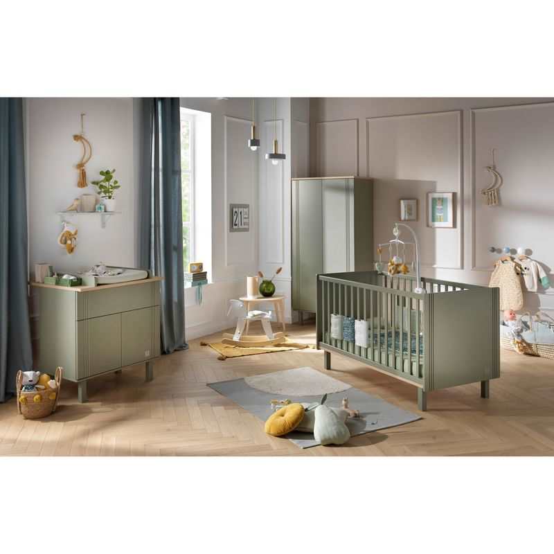 Lit bébé évolutif en lit junior Eléonore kaki
