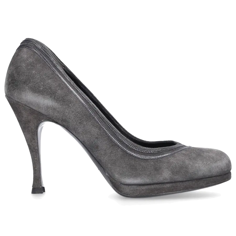 Balenciaga - High Heels Pumps Kalbsleder Veloursleder dunkelgrau schwarz - grau