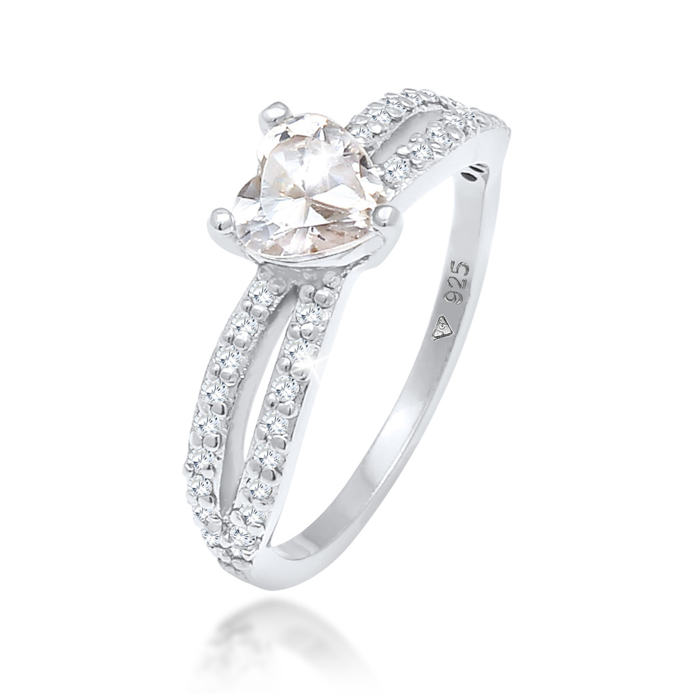 Elli Elli Bague Bague de fiançailles solitaire pour dames  avec cristaux de zircone en Bague