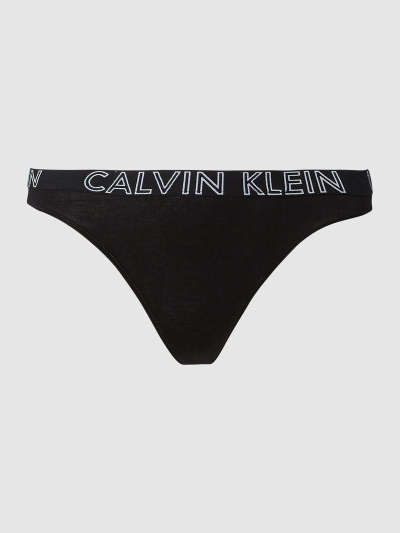 String mit Logo-Bund in schwarz