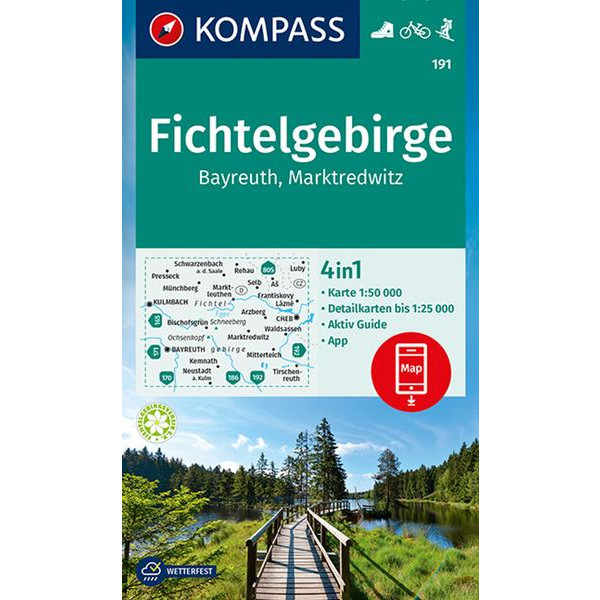 KOMPASS WANDERKARTE FICHTELGEBIRGE, BAYREUTH, MARKTREDWITZ