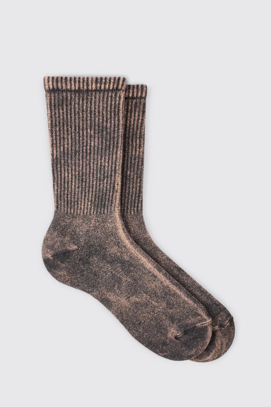 Gerippte Sportsocken mit Acid-Waschung