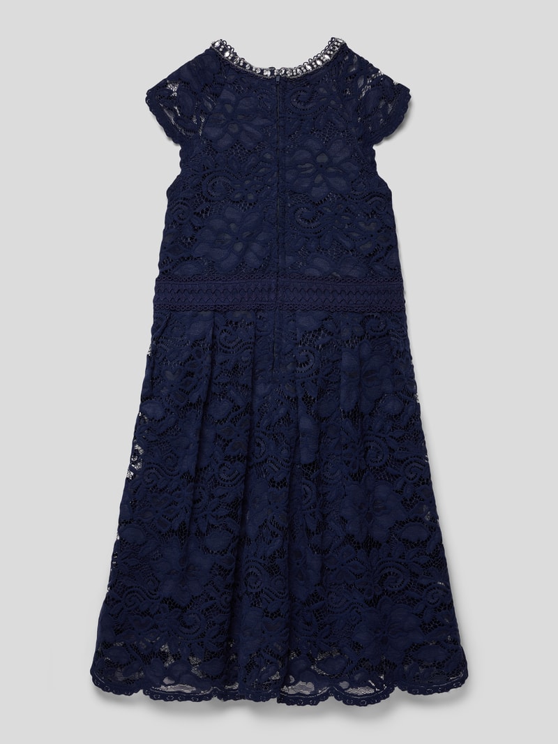Kleid mit Ziersteinbesatz in marineblau