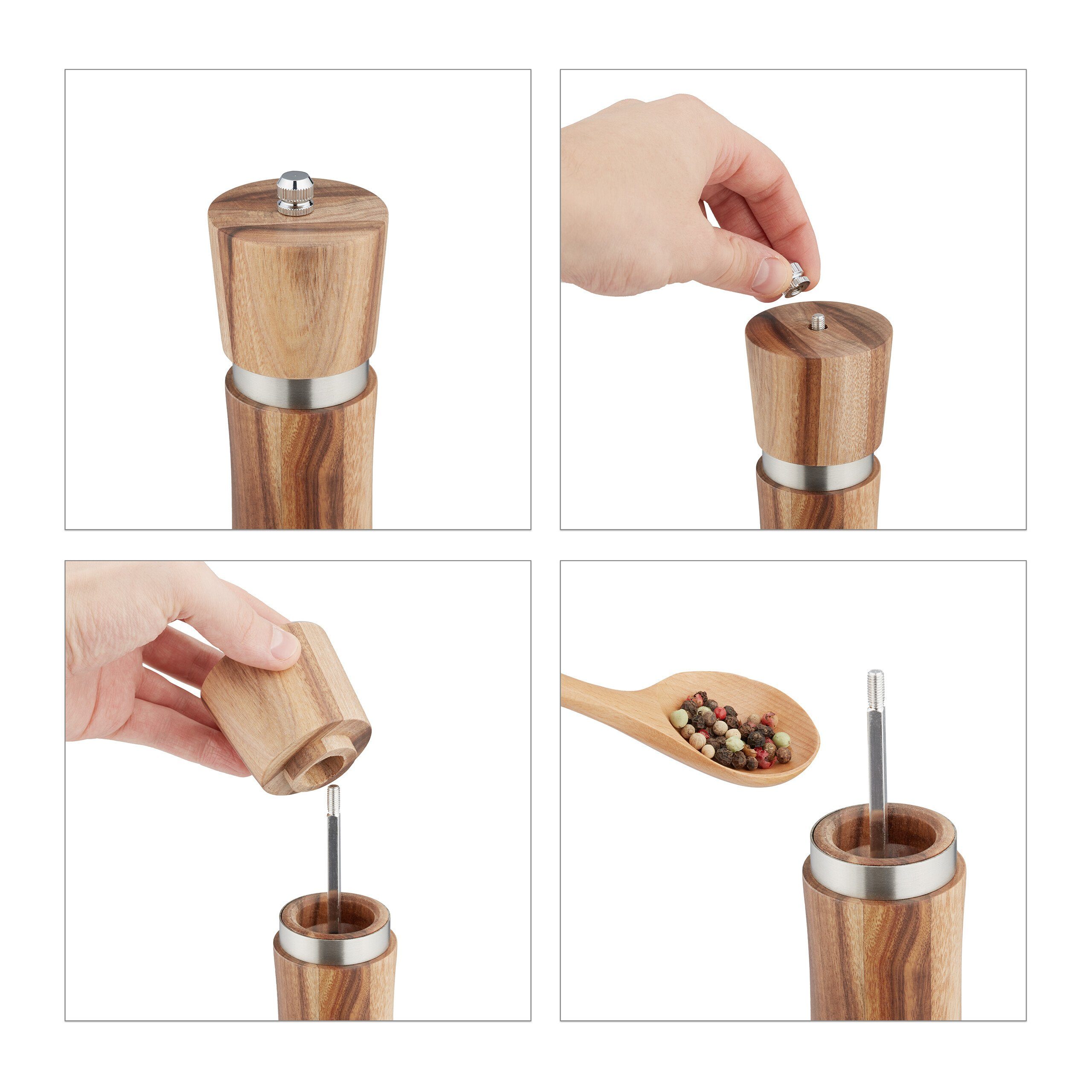 relaxdays Salzmühle Salz und Pfeffermühle Set