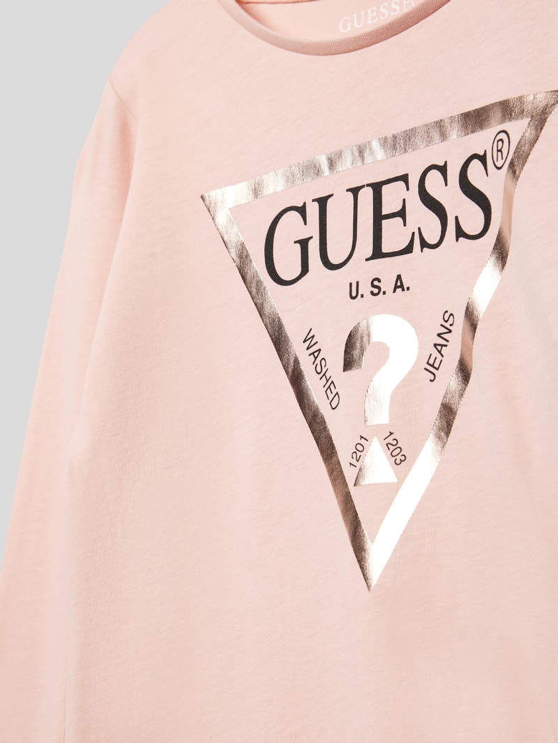 Longsleeve aus Baumwolle mit Label-Detail in hellrosa