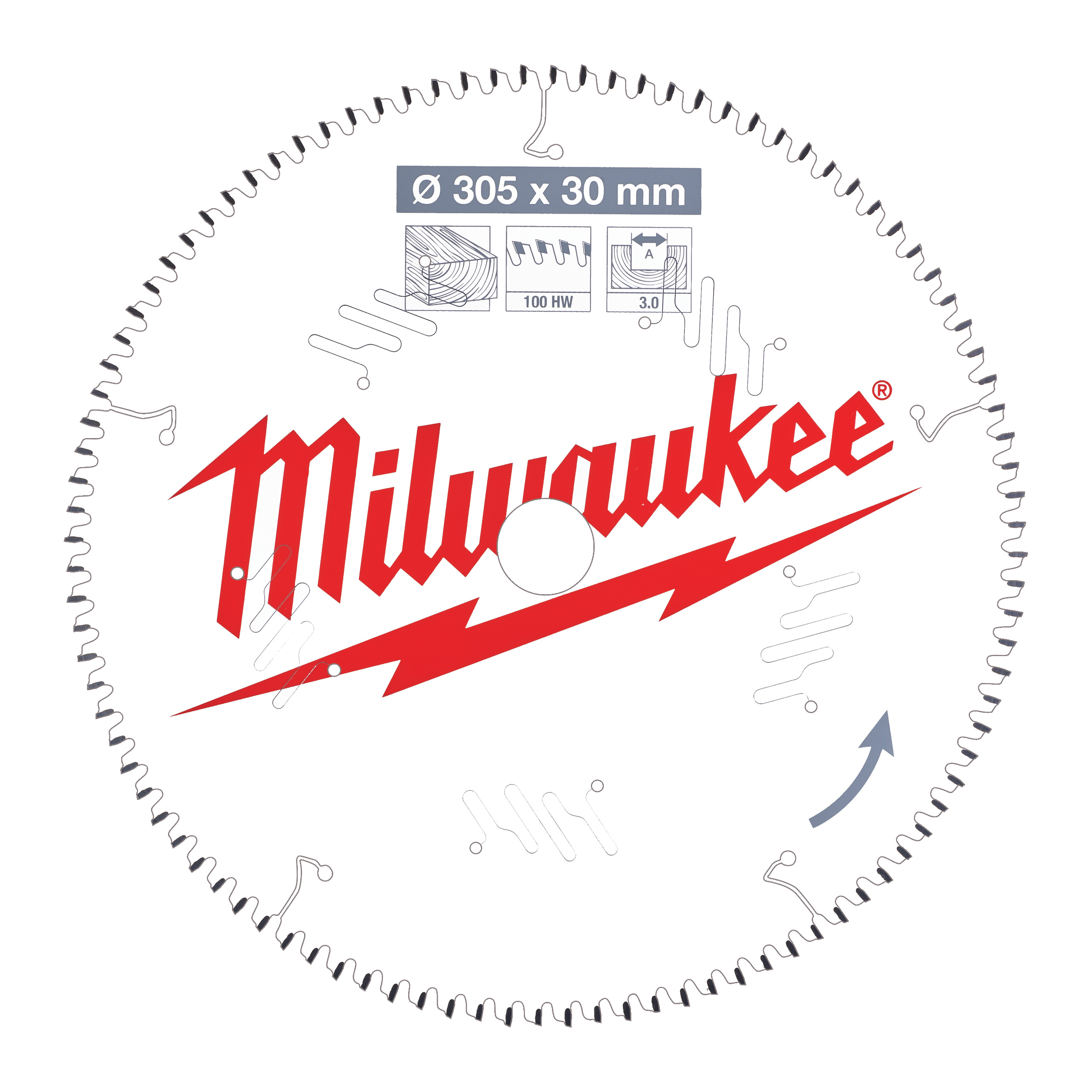 Milwaukee tartozékok 4932471322 Körfűrészlap MS W 305x30x3.0x100ATB negatív.