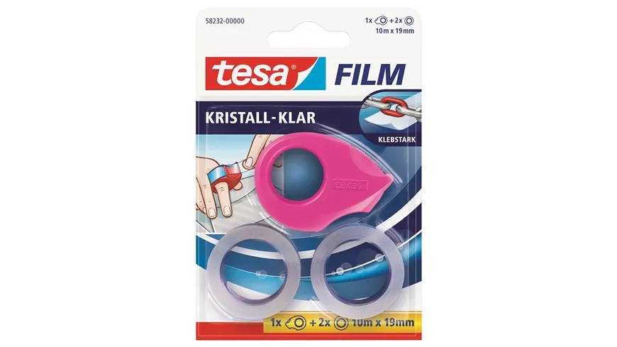 tesafilm® Mini Abroller inkl. 2x tesafilm kristall-klar 10m x 19mm sortiert 10 m transparent
