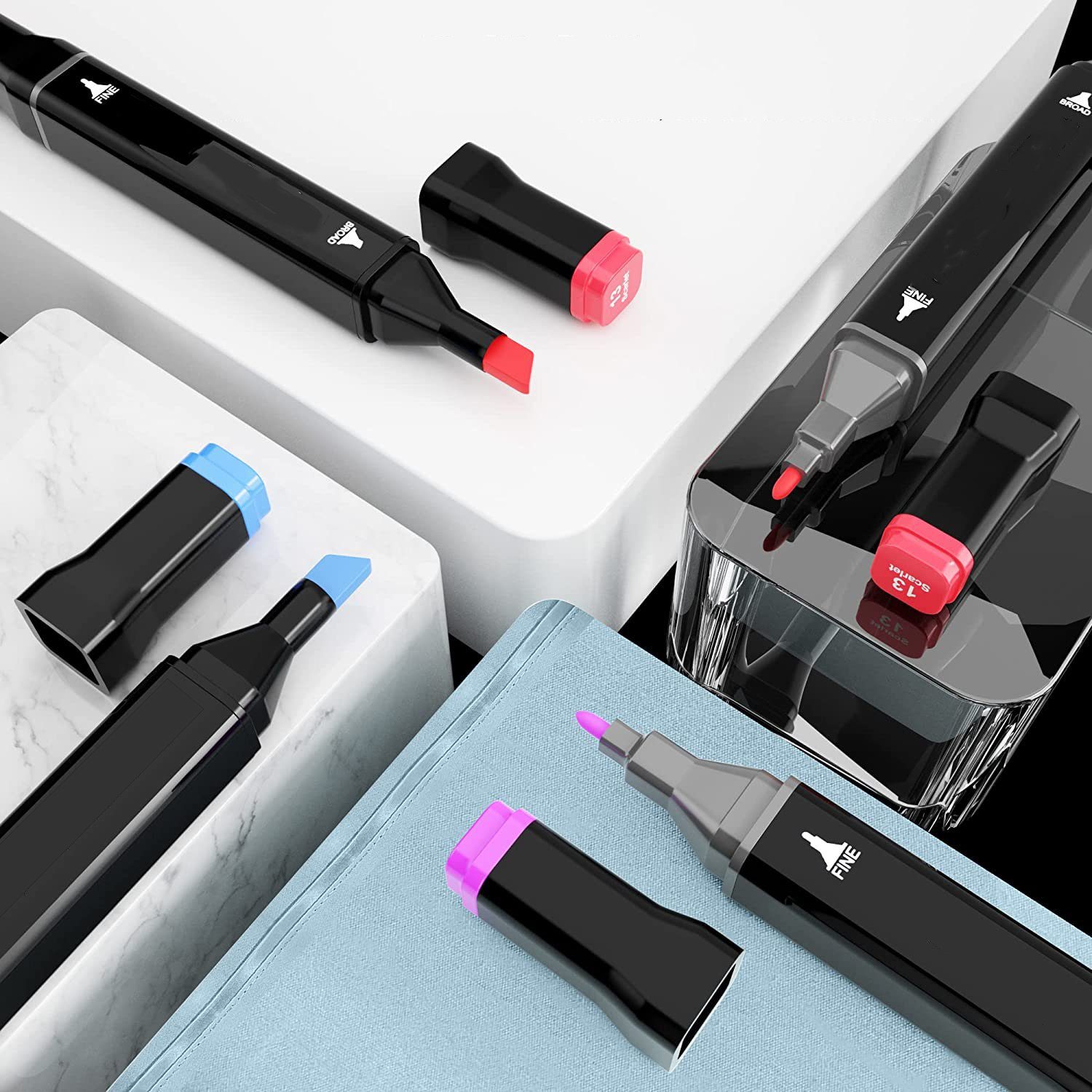AKKEE Permanentmarker Permanent Marker Filzstifte Copic Marker Lackmarker Stifte, (Set, 80-tlg)