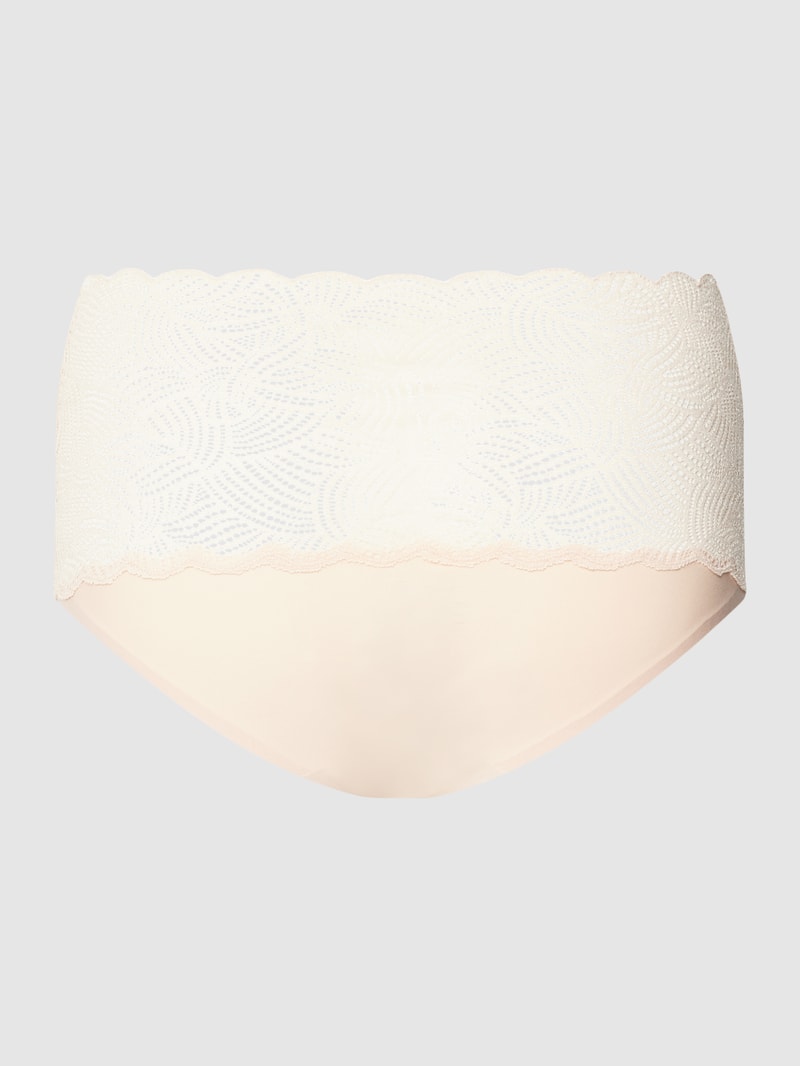 String mit Spitzenbesatz in beige