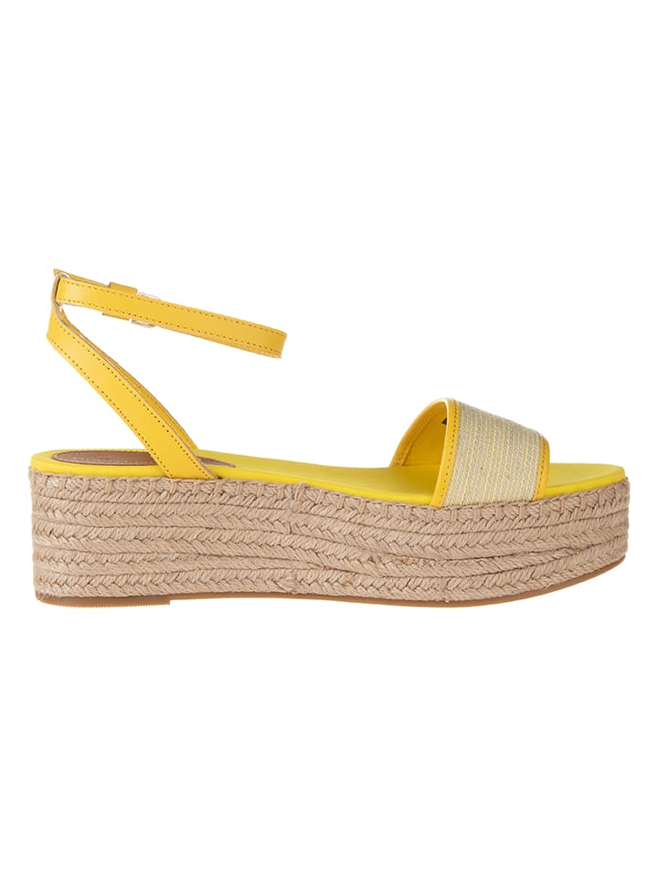 Tommy Hilfiger Shoes Leder-Sandaletten in Gelb günstig kaufen