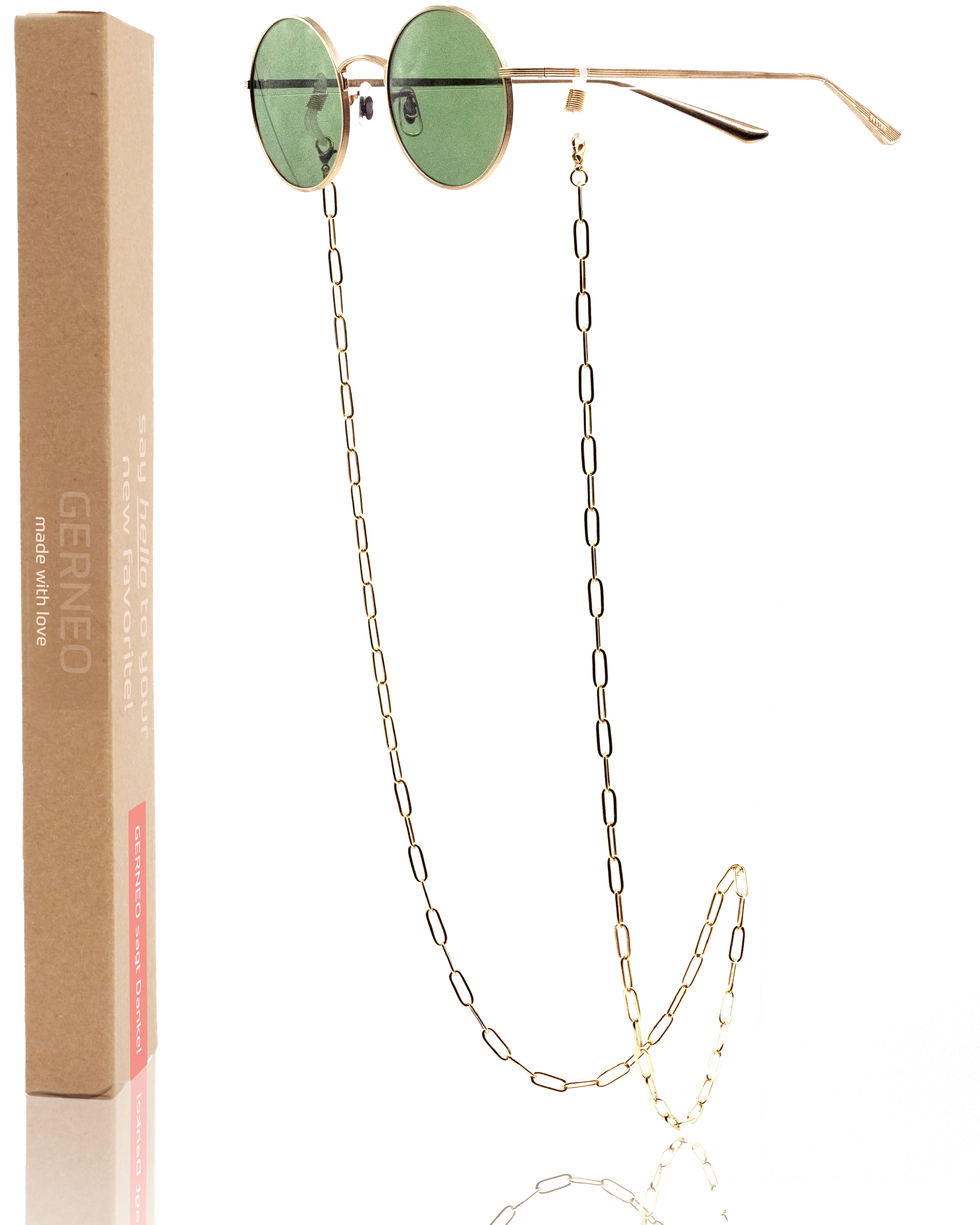 GERNEO Brillenkette GERNEO® - Miami Maskenhalter & Brillenkette Gold korrosionsbeständig, einzigartig hochwertige Brillen Kette & Brillenband für Sonnenbrille