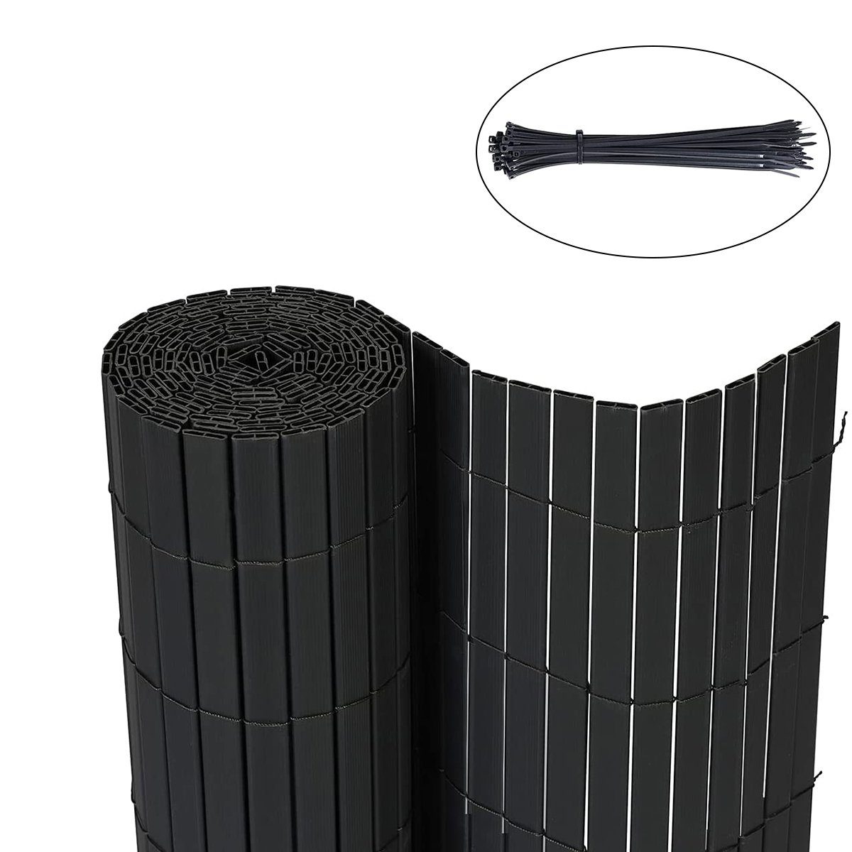 Sekey Balkonsichtschutz 19mm PVC Sichtschutzmatte für Garten und Terrasse, starke Privatsphäre Windschutz, strukturierte Oberfläche, inklusive Kabelbindern