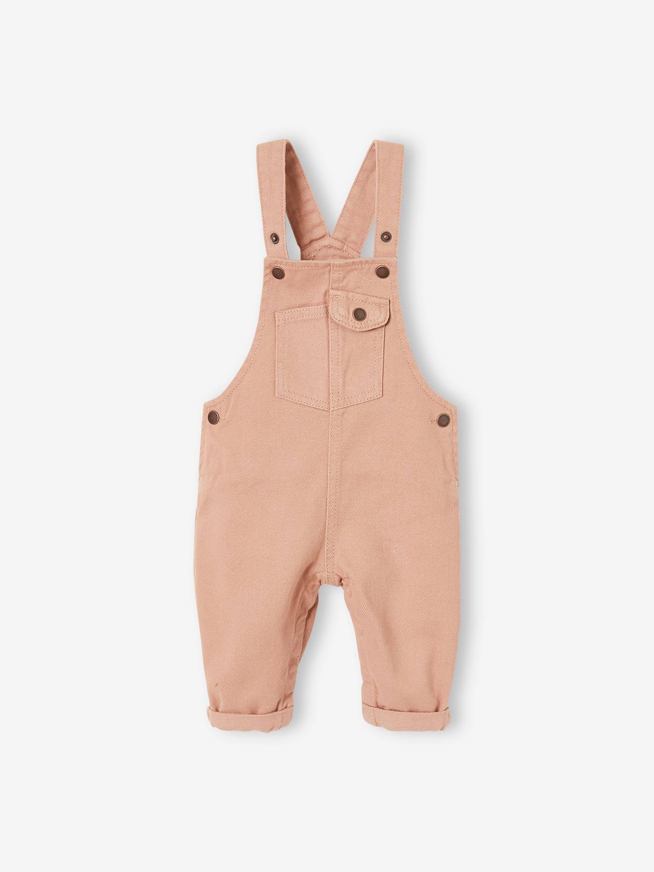 Ensemble salopette, T-shirt et bandana bébé beige