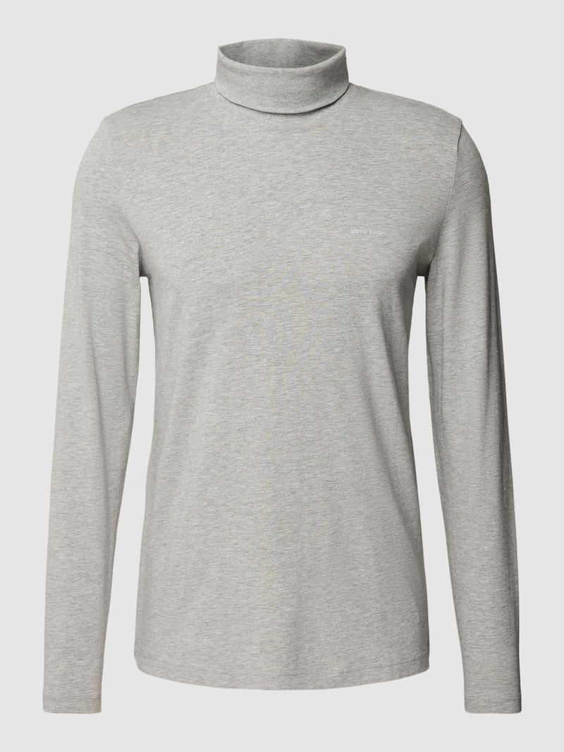 Longsleeve mit Rollkragen in unifarbenem Design in hellgrau