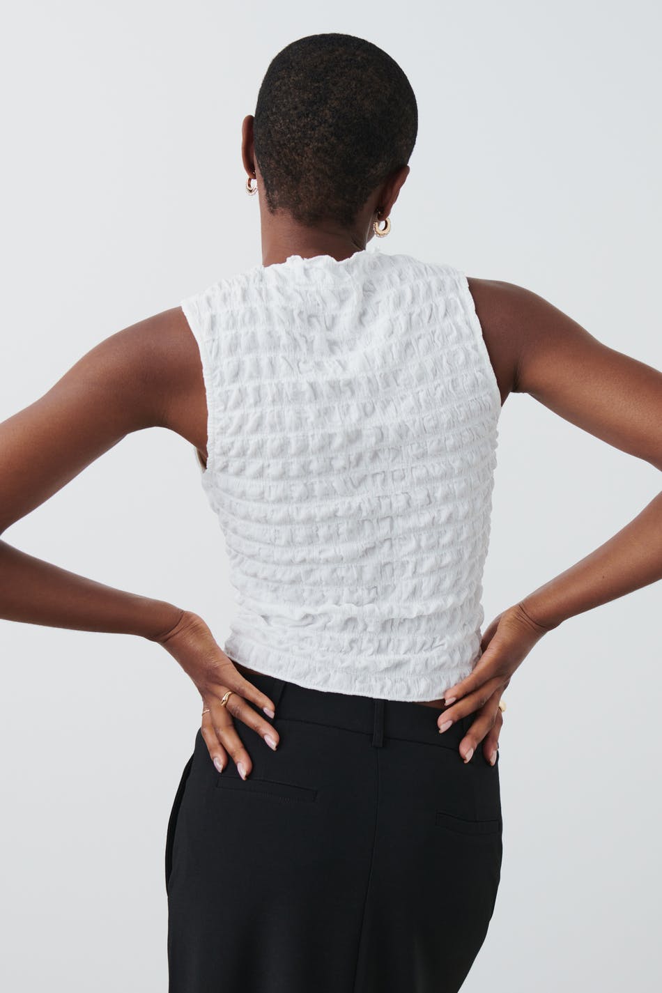 Texture funnel neck top