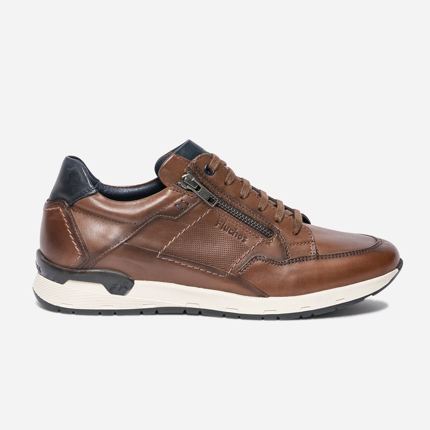 Tennis FLUCHOS marron en cuir avec zip