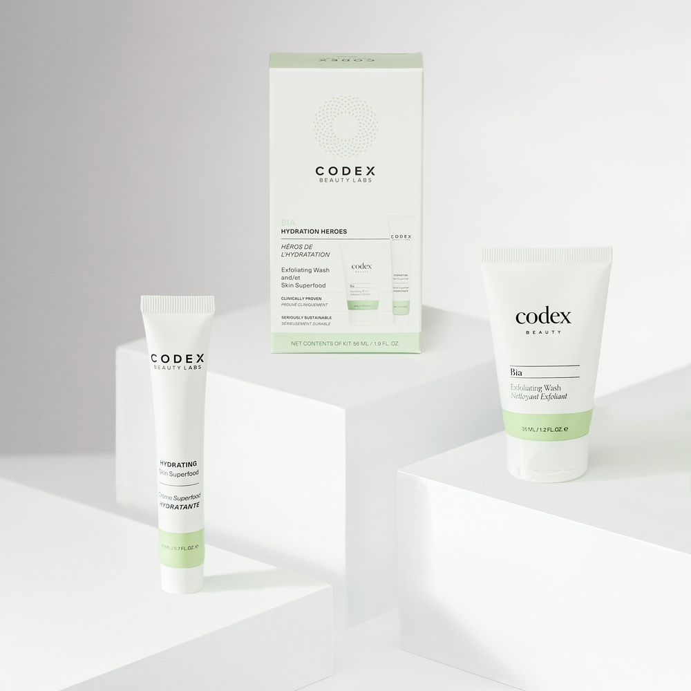 codex labs Héros De L'Hydratation Nettoyant Exfoliant et Crème de jour