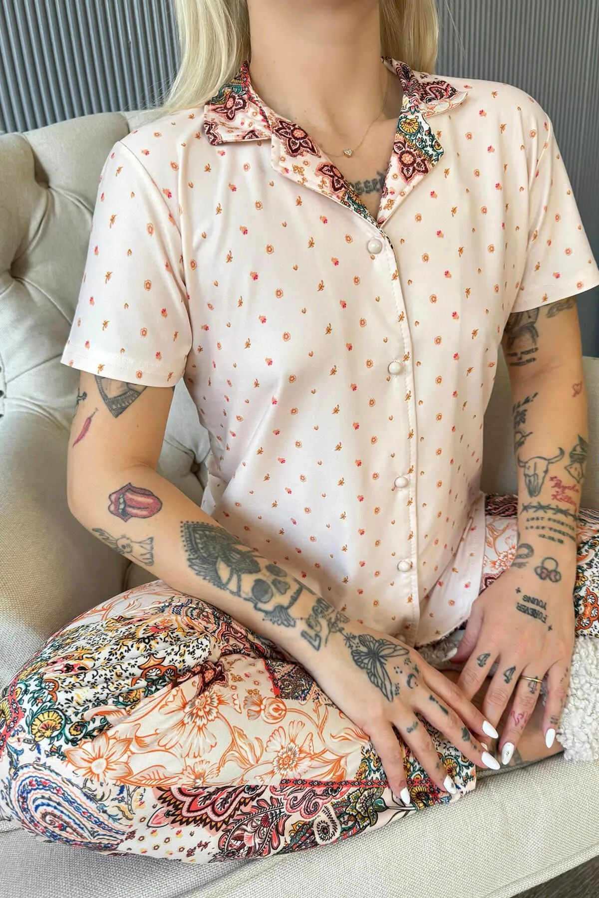 Pijamaevi  Pyjama set - Beige - Unifarben
