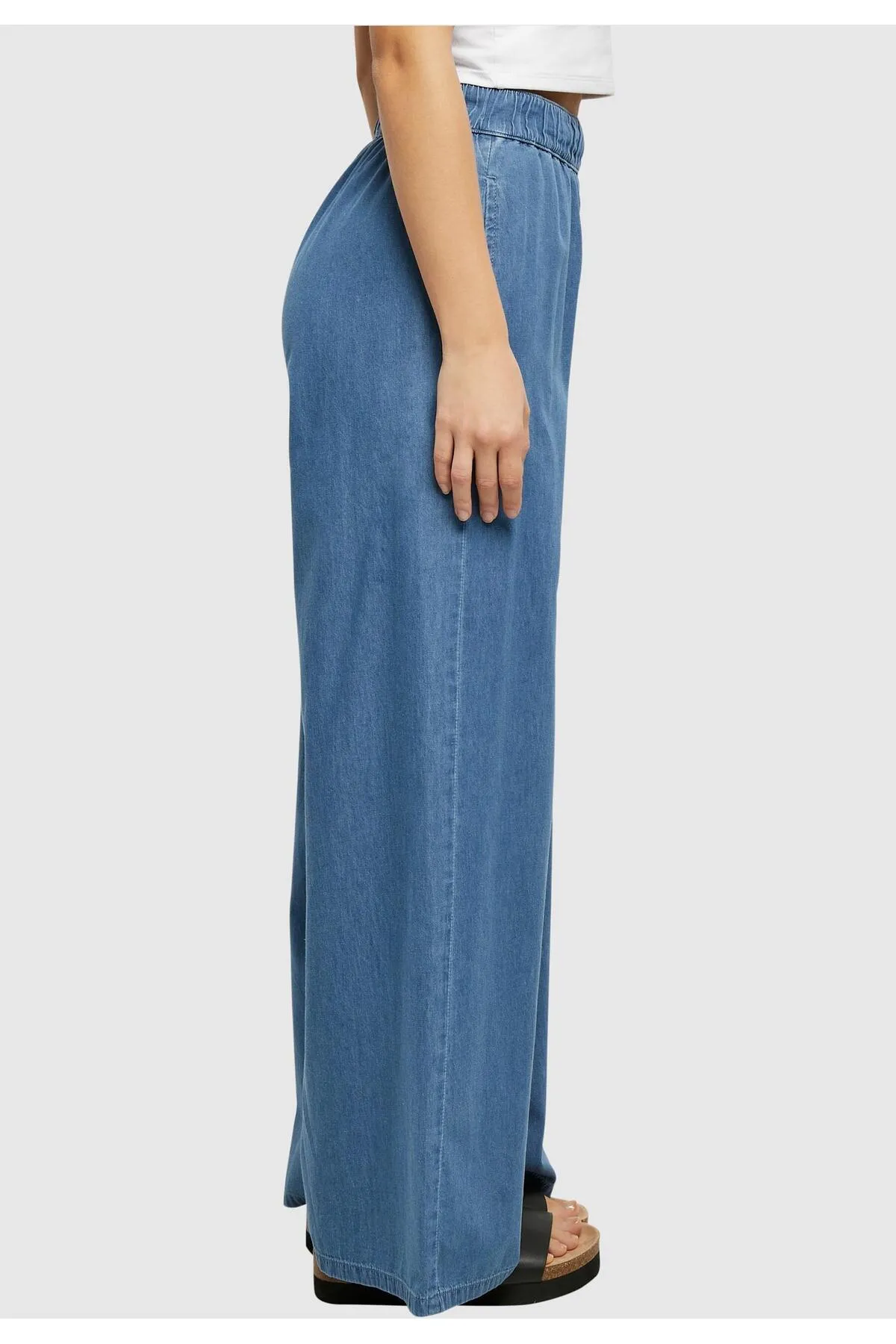 Urban Classics  Damen-Hose aus hellem Denim mit weitem Bein