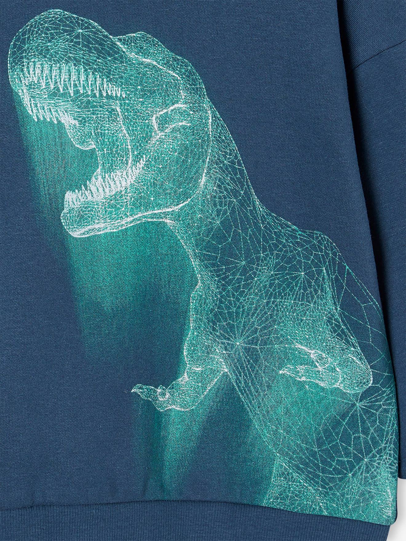 Sweat à capuche motif dino néon garçon bleu nuit