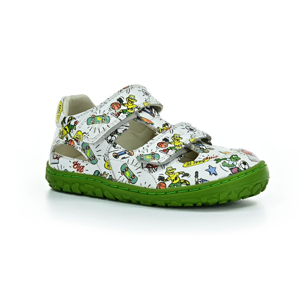Lurchi Nando Nappa White-Green Barfußsandalen